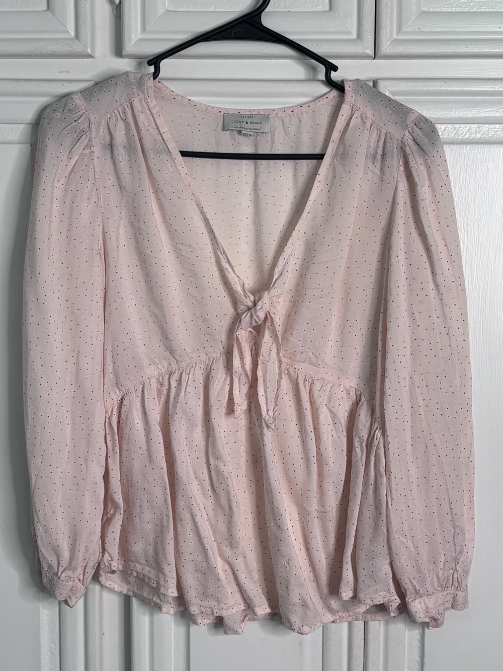Lucky Brand Pale Pink Tie-Front Peplum Blouse XS